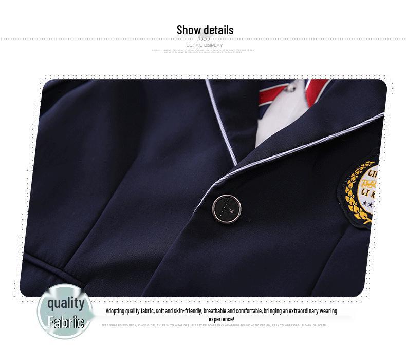 Spring & Autumn British-Style School Uniform Set - Children's Academy Blazer, Class, and Kindergarten Uniform, 4-Piece.