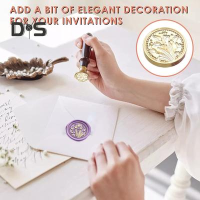 Wax Seal Stamp Set Sealing Wax Stamp Heads with Wooden Handle Multiple Patterns Wax Seal Stamp Set for Letter Greeting Cards Gifts Decoration