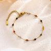 Elegant 18k Gold Titanium Necklace & Bracelet Set with Natural Stone Design for Women