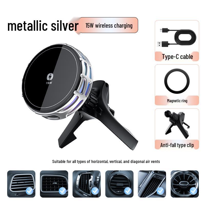 Universal 25W Magnetic Wireless Car Charger with Cooling & Heat Dissipation for Navigation and Phone Holder
