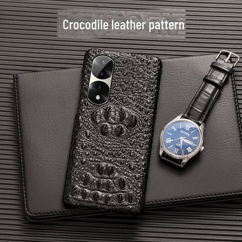 Genuine Cowhide Crocodile Skull Half Package Leather Case for Honor 30/30 Pro/30 Youth Edition - Protect Your Phone In Style!