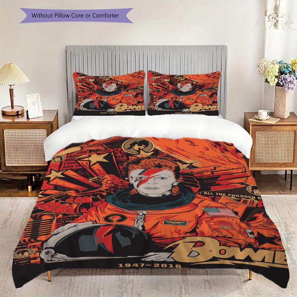 David Bowie Legendary Icon Threepiece Set 1 Duvet Cover 2 Pillowcase Without Core Bedding Set Soft And Comfortable Christmas Birthday Gift