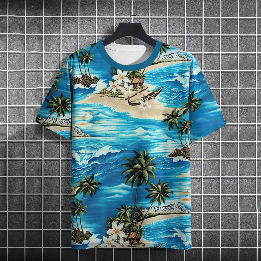 Hawaiian Beach Coconut Tree 3D Print T-Shirts Men Women Short Sleeve T Shirt Oversized Harajuku Tees Tops Clothing