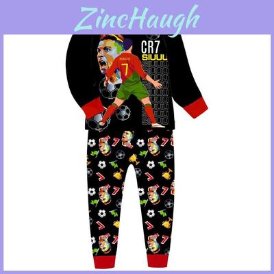 Cr7 Pattern Kids Pajama Set With Soft Fabric Cartoon Pattern For Boys And Girls