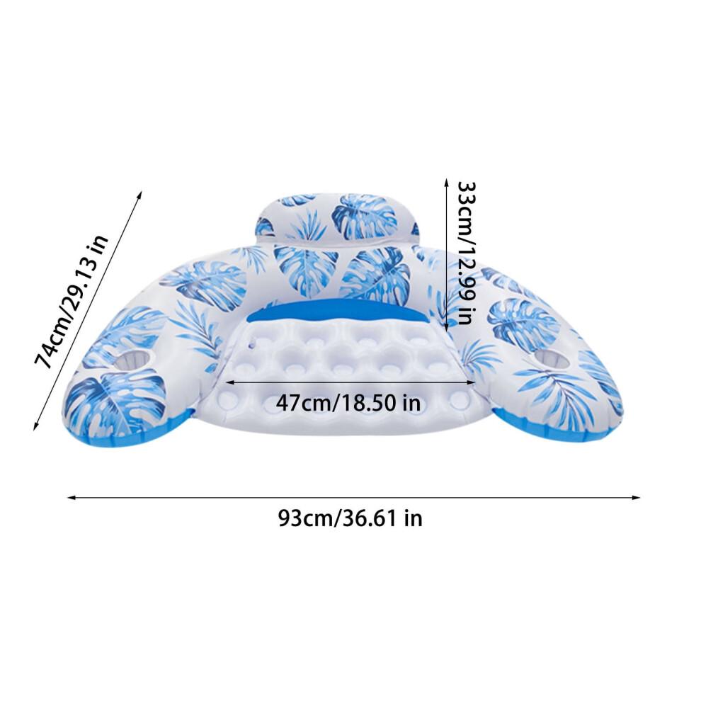 Fauteuil flottant gonflable en PVC avec porte-gobelets, ergonomique, capacité de 159 kg, pour la plage ou le lac – Idéal pour s'amuser en été