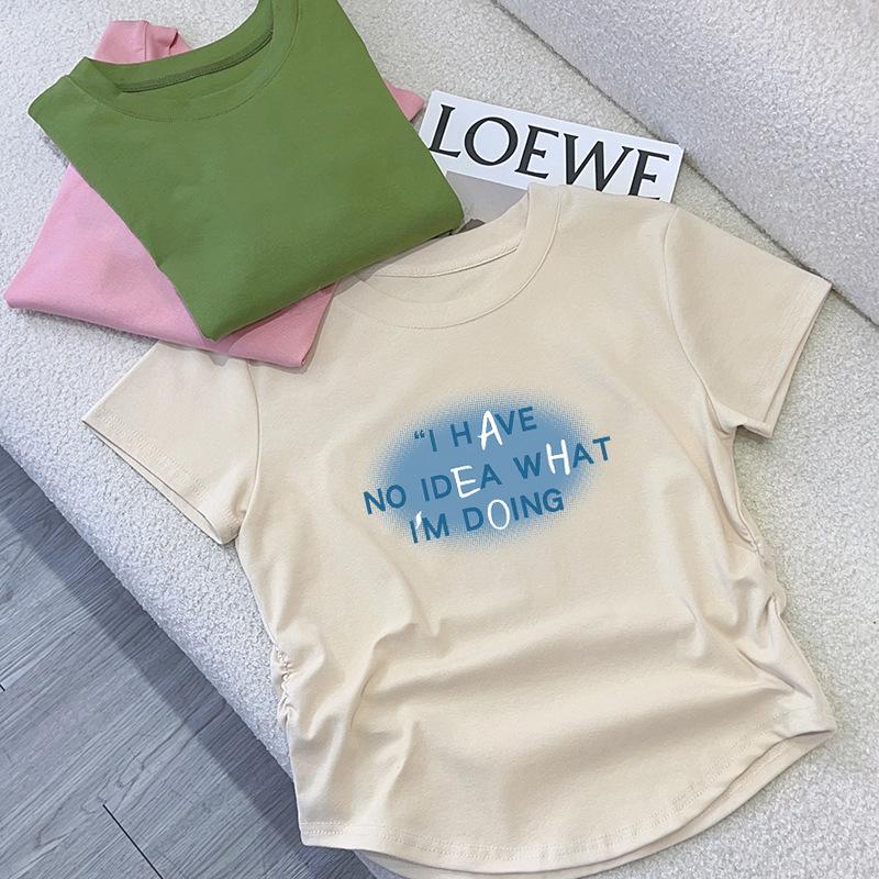 

Женская приталенная футболка с ретро-буквой - Летний топ с коротким рукавом M