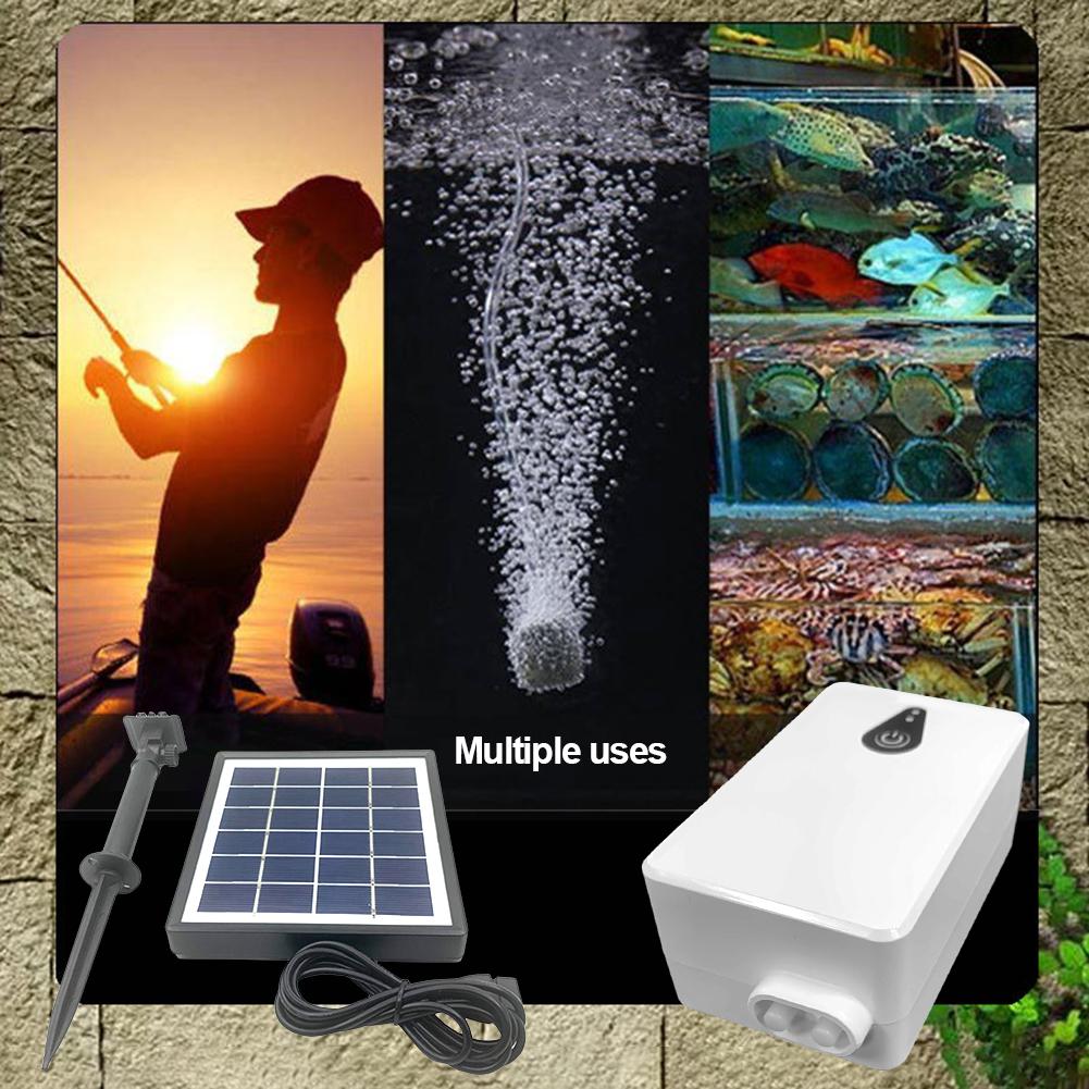 6V 2W Aquarium Oxygen Aerator Solar Oxygen Pump Battery Powered Air Pump Fishing Aerator for Garden Fish Tank Outdoor Pool Pond