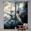 2PCS Vintage Military Airplane Sky Cloud Curtains Rod Pocket Top for Bedroom Living Room Dining Room