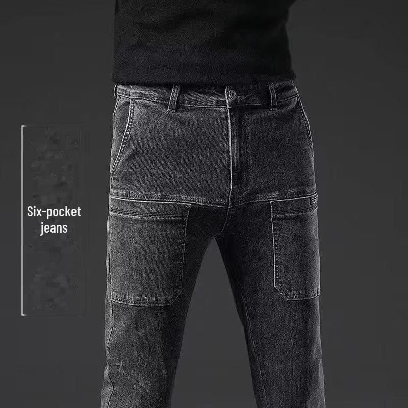 Elastické pánské slim straight džíny s více kapsami - Trendy a všestranné pro podzimní/zimní ležérní módu