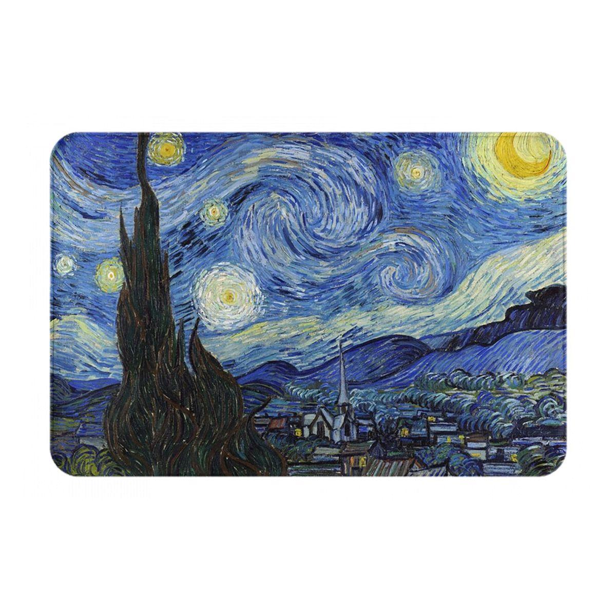 Sterrennacht Vincent Van Gogh Antislip Deurmat Vloermat Slijtvast Tapijt Kleed voor Keuken Entree Huis Slaapkamer Voetmat Matten 60x40 cm