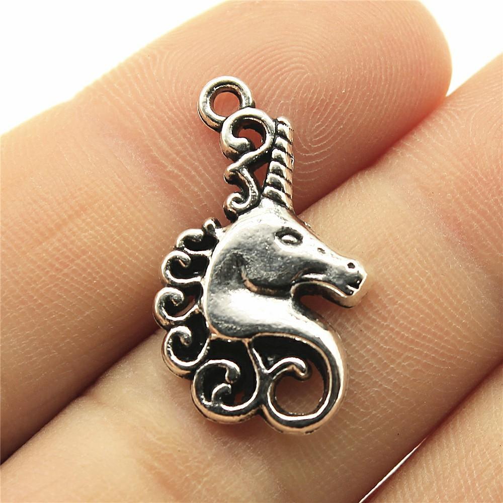 10 Stück Anhänger Pferd Einhorn Tibetische Bronze Silberfarbe Anhänger Antiker Schmuckherstellung DIY Handgemachtes Handwerk