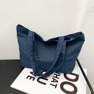 Ausgehen Gemüsekorb Tasche Denim Schultertasche Trendy Große Kapazität Einfach Literarisch und Kunst Fan Arbeit Tragetasche