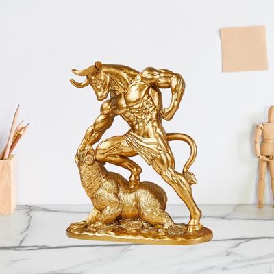 Statue Animal Sculpture Ornament Decorative Home Office Decor Resin Figurine for Stock Market Lovers