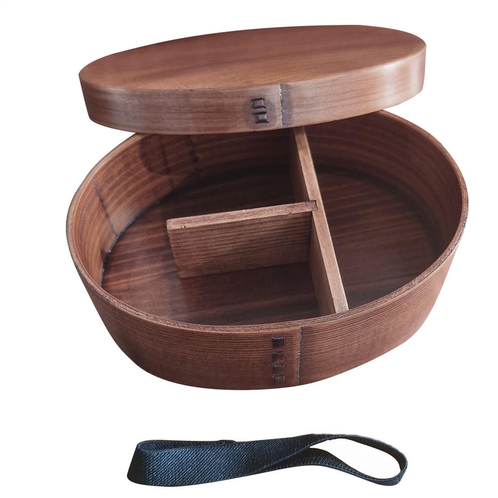 Японский ланч-бокс для взрослых герметичный с разделителем с эластичным ремешком контейнер для перекуса для пикника деревянный для еды для обеда салатов суши для школы жёлтый 3690₽