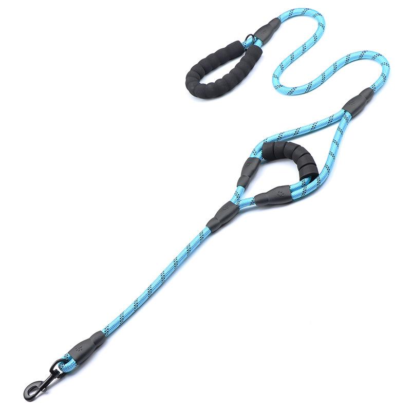 New pet dog products outdoor dog walking leash nylon woven reflective round rope double handle dog leash