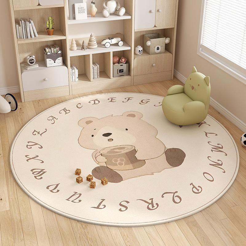 Cartoon Cute Lion Carpet Living Room Sofa Bedside Rug Children's Room Home Decor Fluffy Soft Round Animal Thick Plush Mat