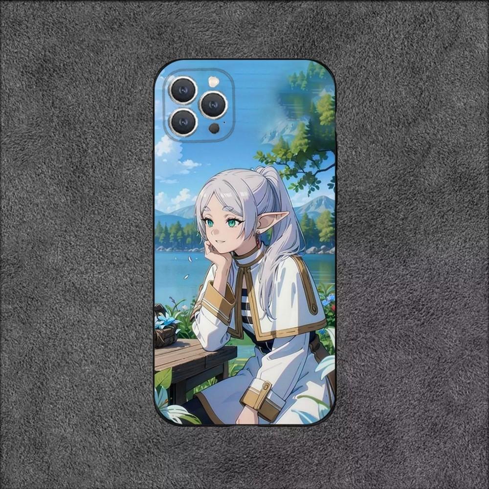 Frieren Sousou No Frieren Anime Phone Case For iPhone 16,15,14,13,12,11,Plus,Pro Max,XS,X,XR,SE,Mini,8 Soft Silicone Black Cover