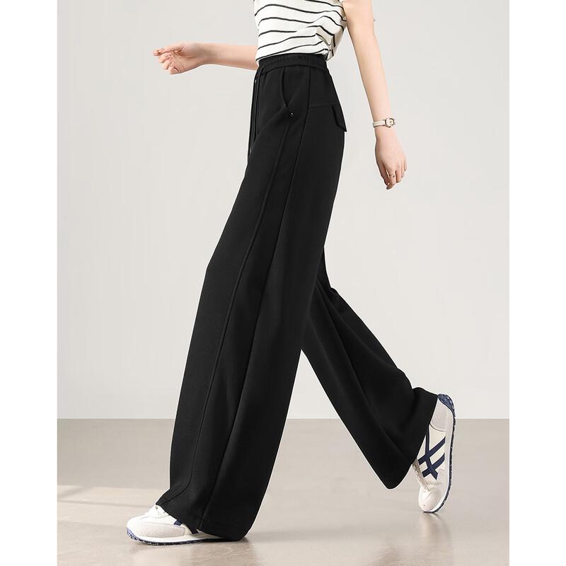 TERRE BLEUE Women's High-Waist Wide-Leg Casual Pants