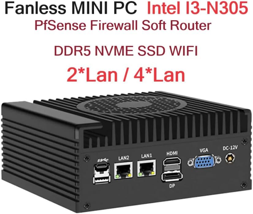 SZBOX Mini PC Firewall Mini PC Wall 2 Port DIY Enthusiast Small PC Windows 11 Pro Intel Core to Small PC 16GB DDR5 4800MHz 1TB SSD i3-N305 (up 3.8GHz)