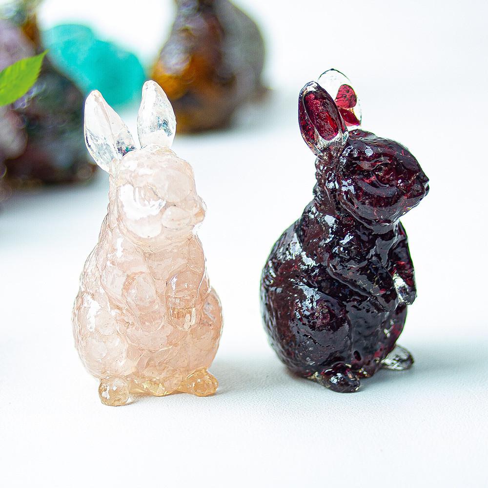 Resin Crystal Standing Bunny Decor For Home Office Gift Collectible