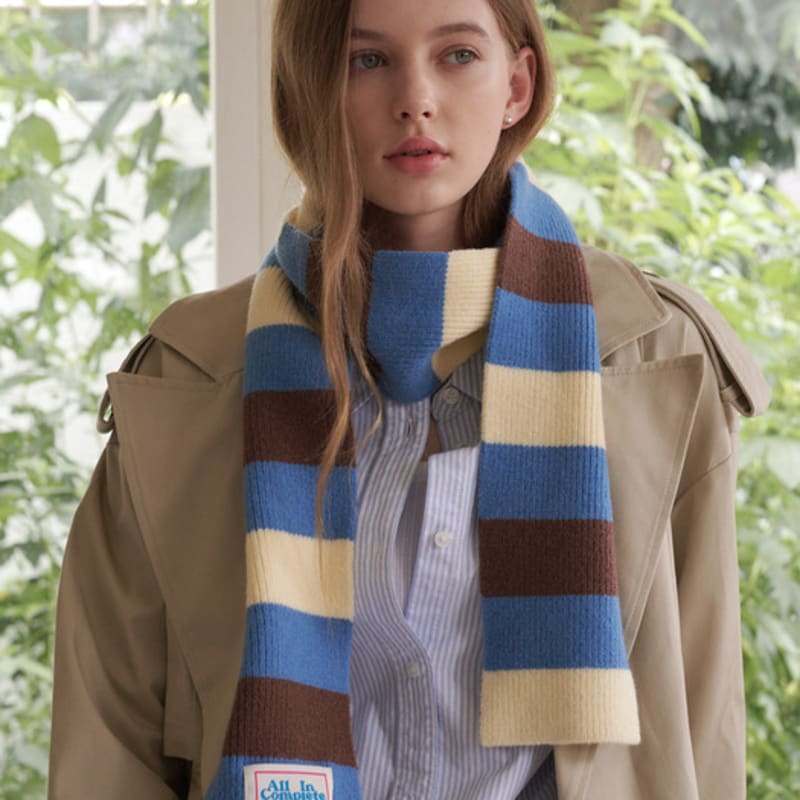 ALLINCOMPLETE 3 Stripe Knit Muffler (2 Colors)