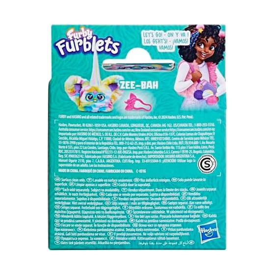 Hasbro Furby Fur Bullets Jibaa Mini Friend, Electric Plush Toy, For Boys and Girls, Ages 6+, Rainbow, Shima, Furby Language, Music G1778 Genuine