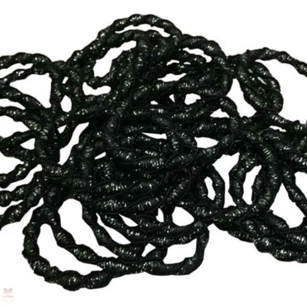 Twisted Glitter Black Rubber Bands 30p Hair Tying Glitter Hair Ties Basic Hair Ties High-Elasticity Hair Ties