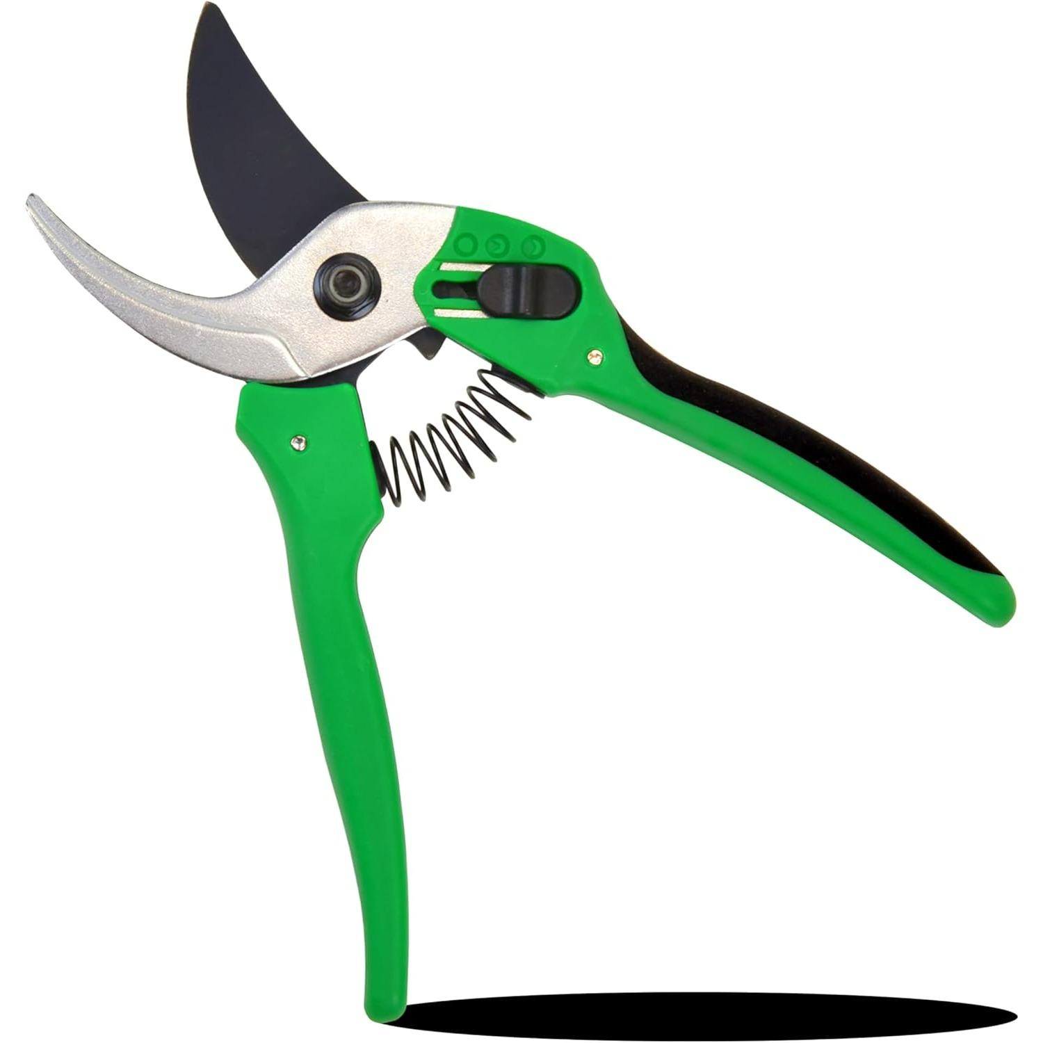 

8 Inch Garden Pruner with a SK5 Carbon Steel, Non-stick, Rust Resistant Blade. Adjustable for Small and Large Hands зелёный