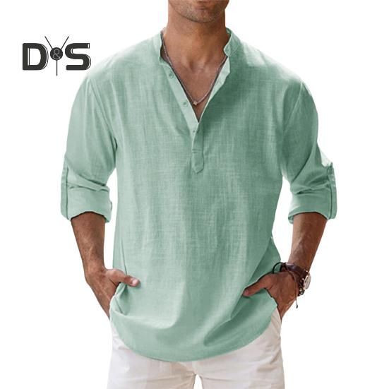 Anti Pilling Shirt Top V Neck Classic Men Summer Loose Shirt
