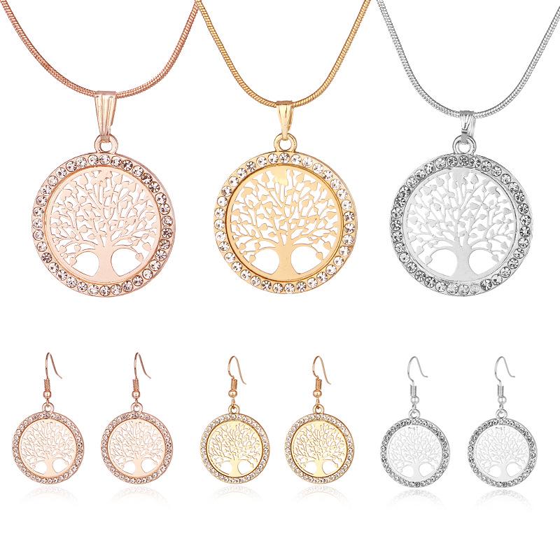 Trendy European and American Tree of Life Pendant Necklace - Fashionable Hollow Peace Tree Design