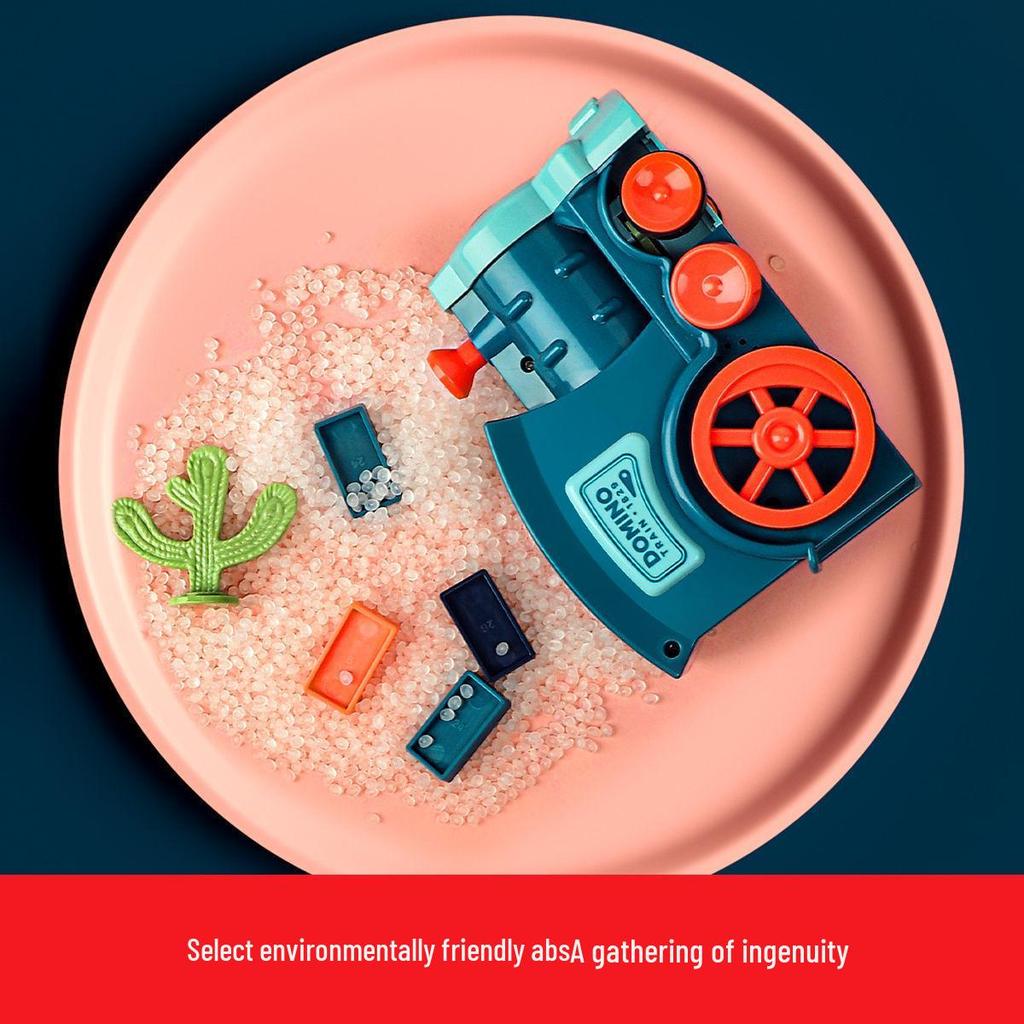 Electric Domino Train Toy with Sound & Light for Educational Play