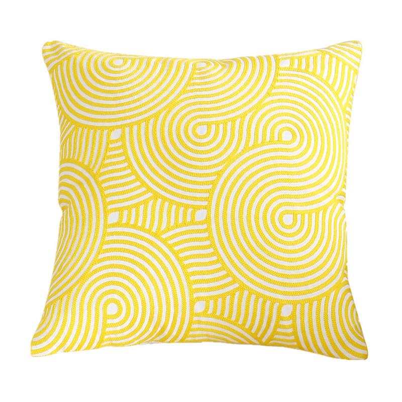 45x45cm Yellow Geometric Cotton Embroidery Sofa Cushion Cover Home Living Room Decoration