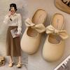 [Uncle Shoes] Half-drag Bow New Summer French Lazy Shoes Soft-soled Bag Head Slippers Women Wear a Pedal