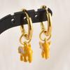 Gold Color Stainless Steel Round Hoop Earring Cartoon Animal Cat Paw Bunny Lobster Alloy Pendant Earrings For Women Girl Jewelry