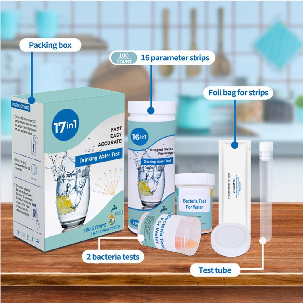 17 In 1 Premium Water Testing Kits For Drinking Water 100 Strips + 2 Escherichia Coli Tests Home Water Quality Test Well And Tap Water Easy Testing