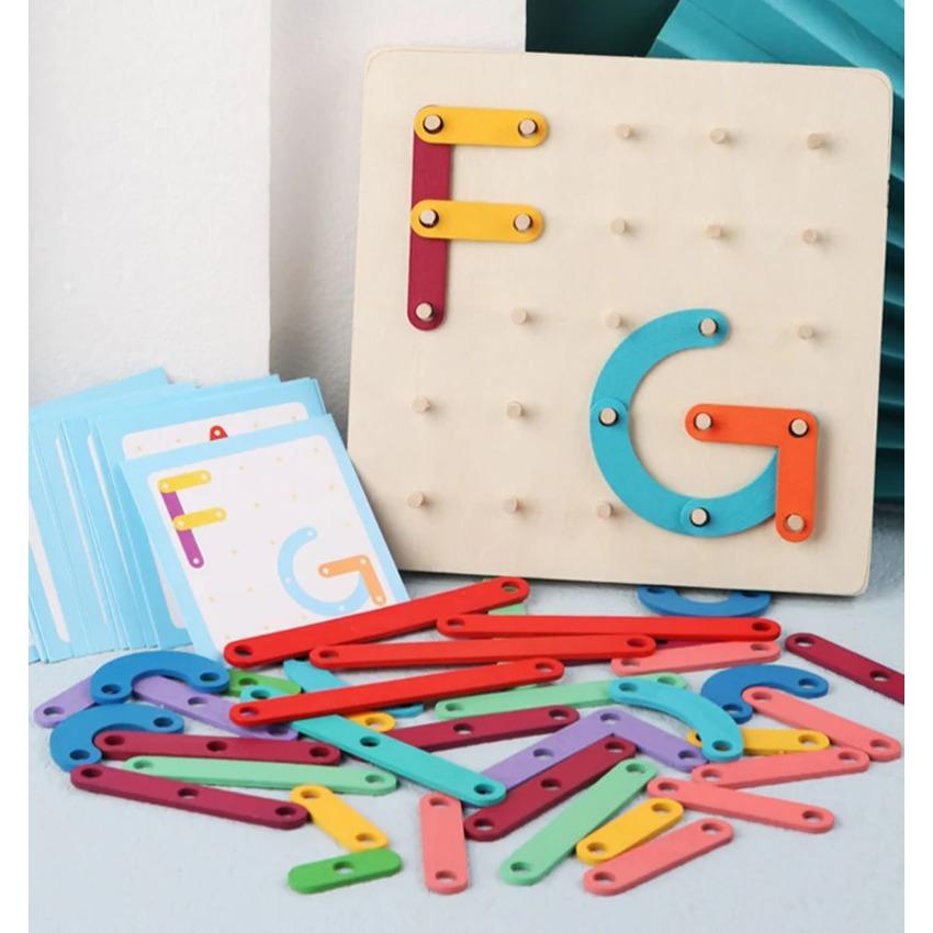 Montessori Baby Creative Toy Graphics Geometric Pegboard Puzzle with Cards Childhood Educational Toy for Preschool Children Kids