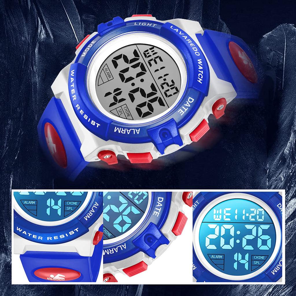 Watch Boys Digital Watch Boys Sports Watch Outdoor Multifunctional 50m Waterproof Alert Date Day Display Dual Time LED Analog Display Girls Boys