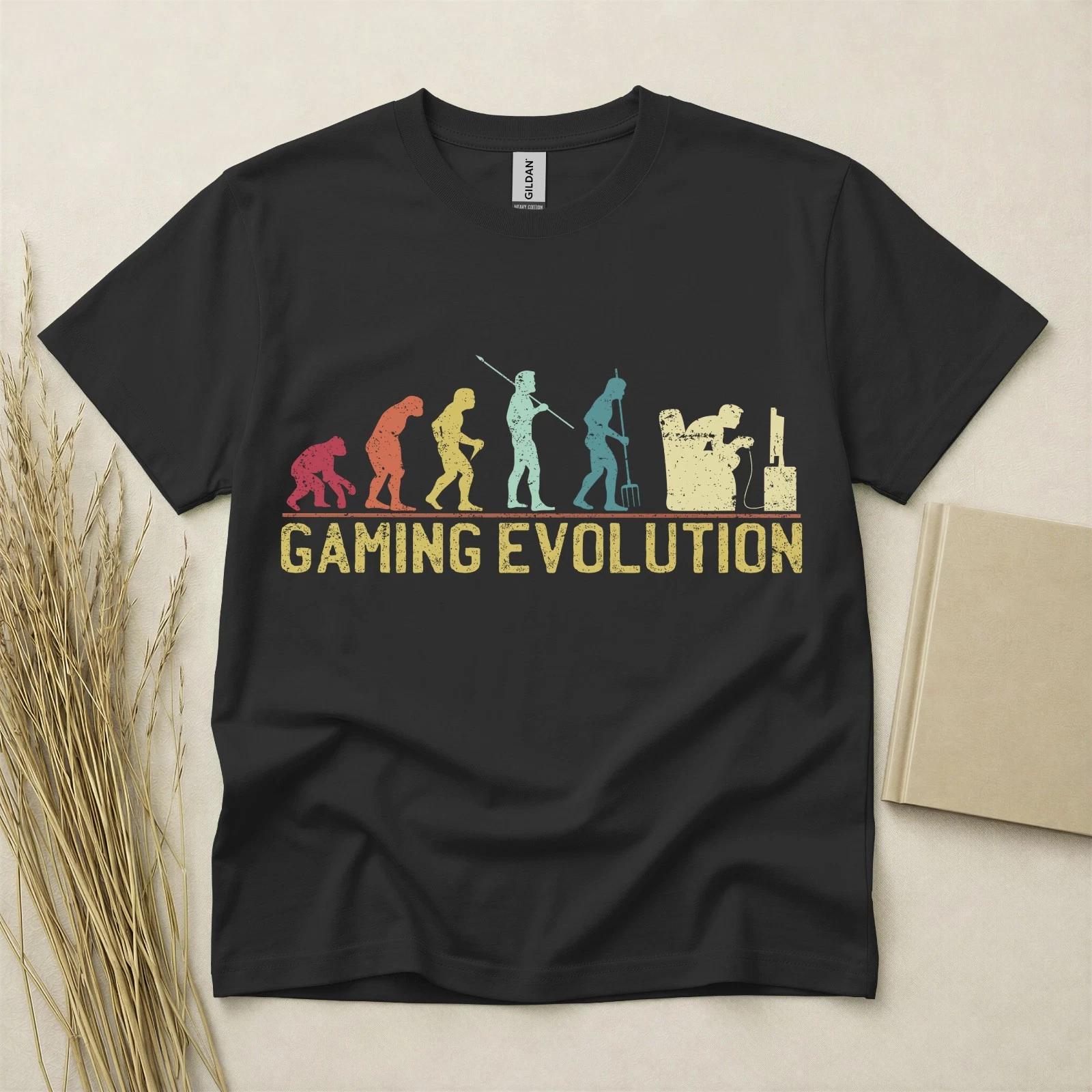 Gaming Evolution T Shirt Gamer Gift Funny Gaming Tee Gildan Heavy Cotton Top M