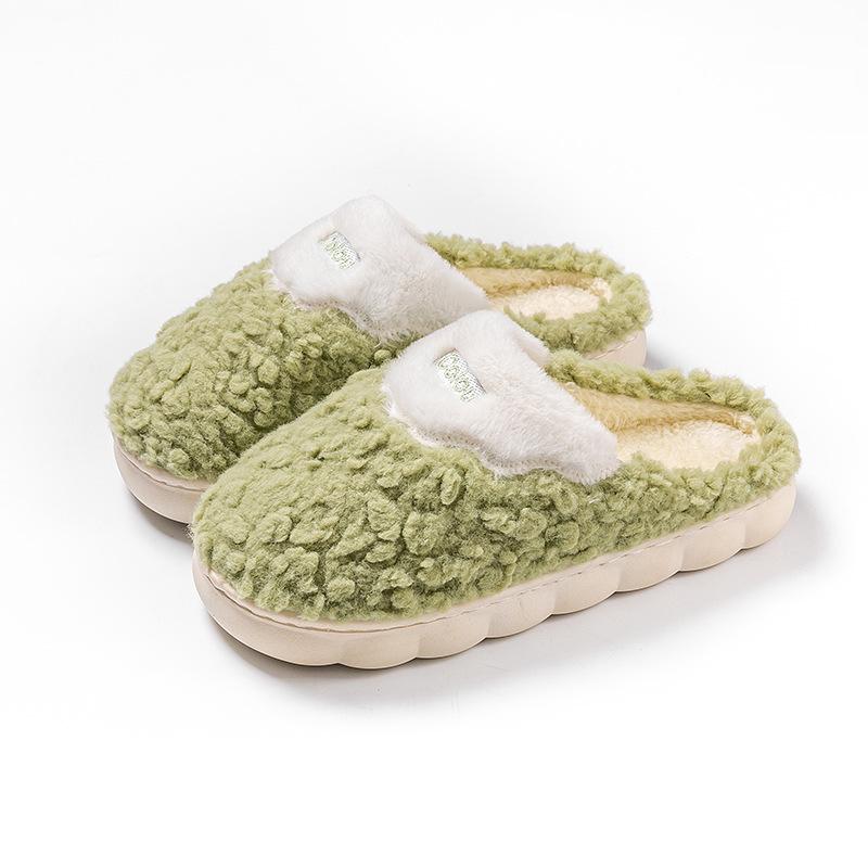 Rainbow Fluffy Cotton Slippers Autumn and Winter Thick-soled Fluffy Slippers Women's Home Use Couple Warm and Velvet Cotton Slippers