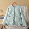 Grote Maat Dames Vintage Bloemen Warm Katoen Gevoerd Casual Winter Bovenkleding