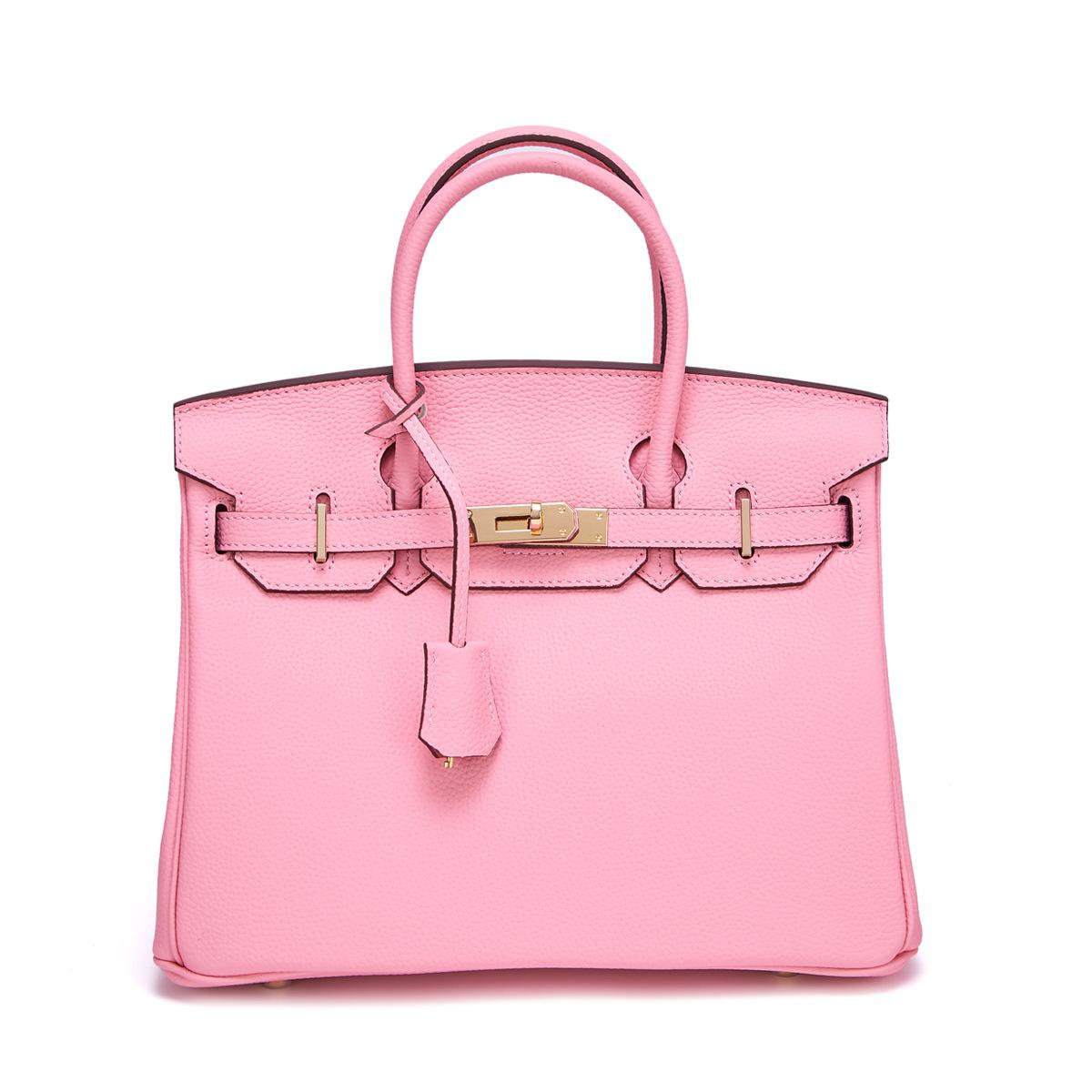 

Новая женская сумка Togo из коровьей кожи с мелкозернистой золотой пряжкой и платиновым покрытием для носка, большая вместимость, женская сумка 35x15x25cm strapless розовый