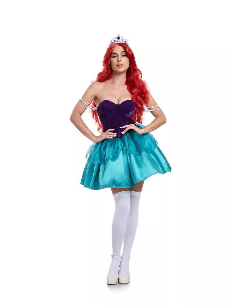 Disney Princess and Villain Cosplay Costumes: Snow White, Belle, Anna, Ariel, Evil Queen, Sleeping Beauty, Red Queen.