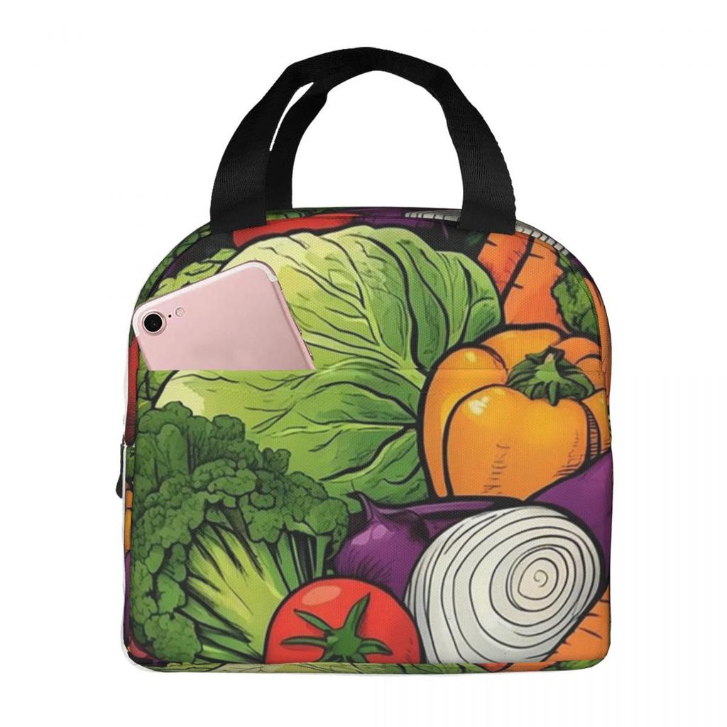 Fresh Vegetable Pattern Insulated Lunch Bag for Kids School Cooler Thermal Food Box Tote Portable Lunch Boxes Container