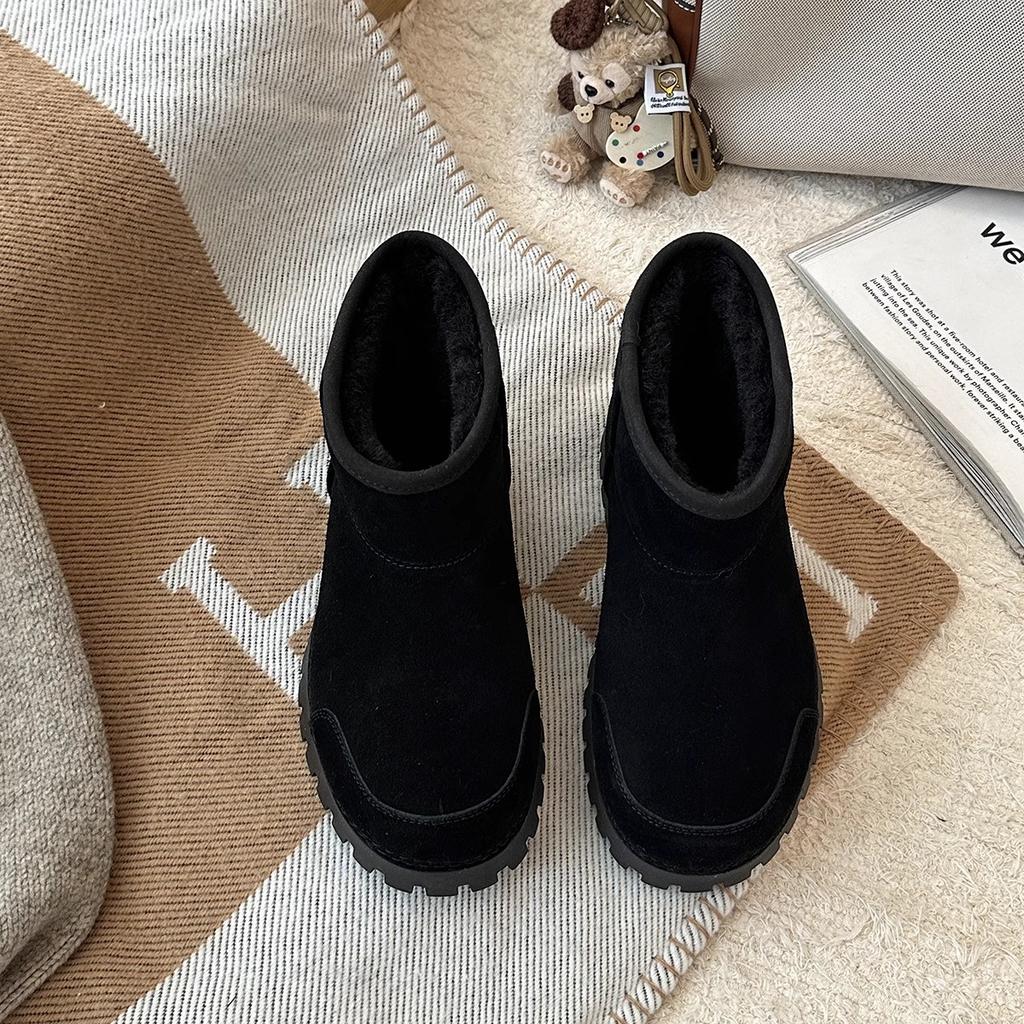 Gu Yunshu Snow boots thick-soled big head ugly cute women's short boots thickened short cotton shoes piled one pedal fluffy boots tide