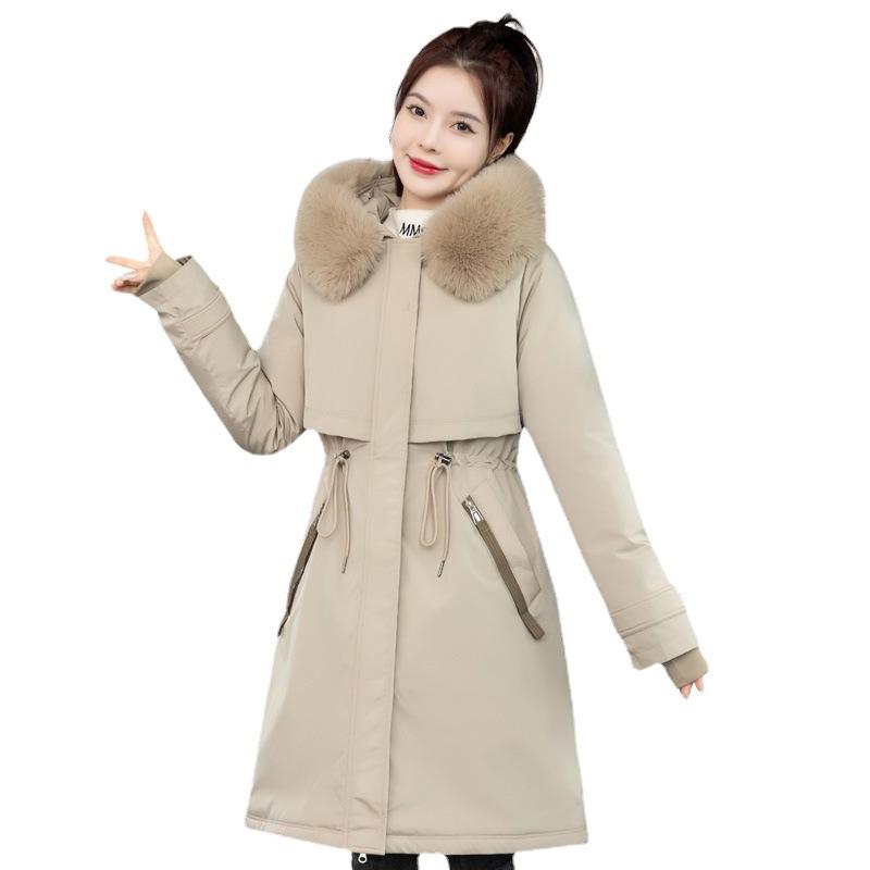 Medium and long two-wear pie to overcome the winter cotton-padded coat women's removable inner hooded down cotton-padded coat women's