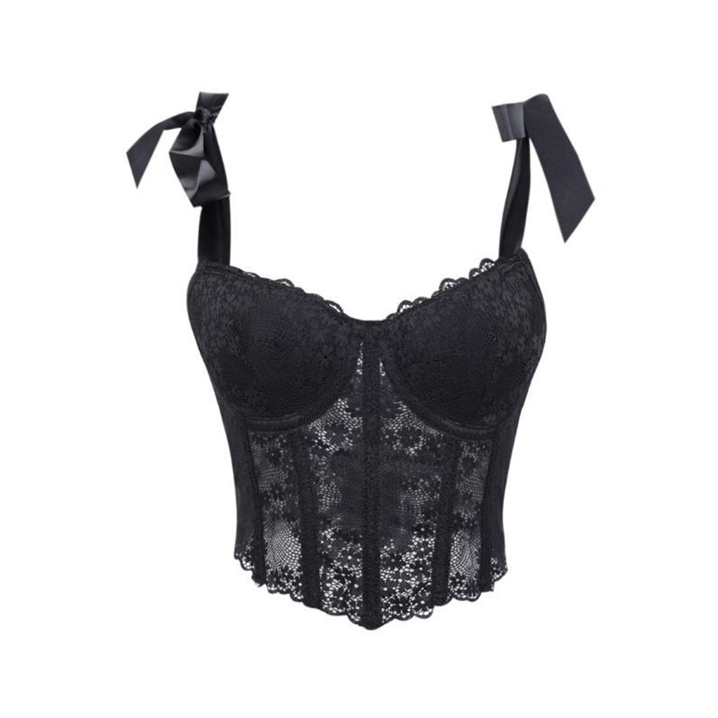 Damen Spitzen-Trägerloses Formgebendes Bustier mit gepolsterten Körbchen und abnehmbaren Trägern