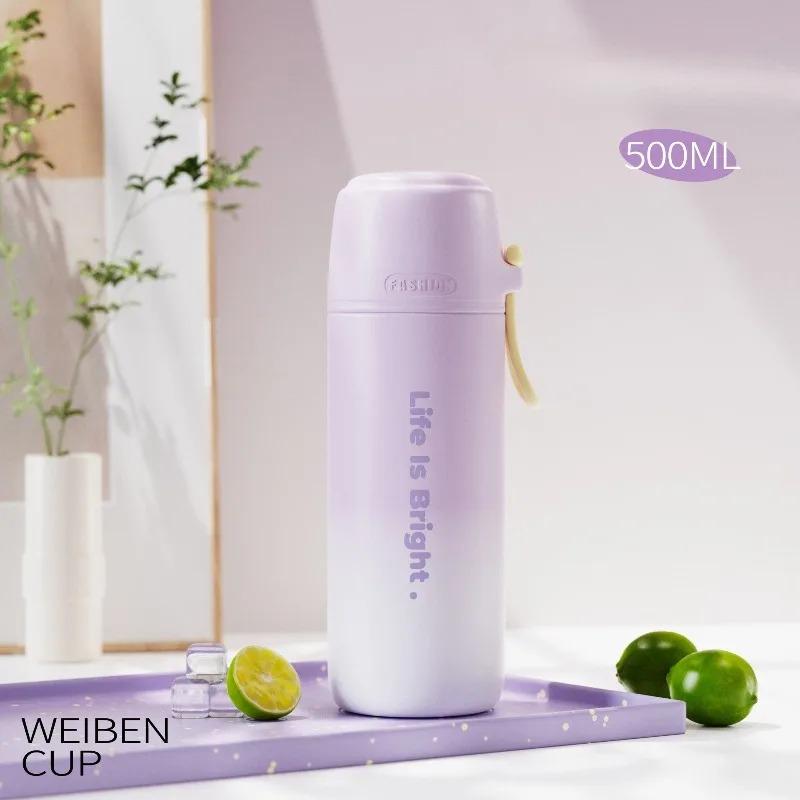 1-3PCS Gradient Stainless Steel Water Bottle - 316 Insulated Travel Tumbler with Handle Leakproof Sports Cup Triple Holiday Gift