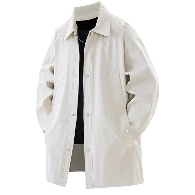 Plus Size Men's Mid-Length Windbreaker - Spring/Autumn Casual Loose Fit Coat