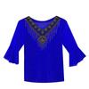 Summer Fashion Sexy V-neck Girl T-shirt Clothes Shiny Hot Diamond Flare Sleeve Mesh Tees High Quality Women's Tops
