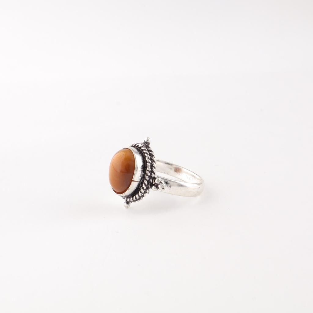 Yellow Tiger's Eye Gemstone 925 Fine Silver Jewelry Handmade Healing Stone Ring RR-9-28